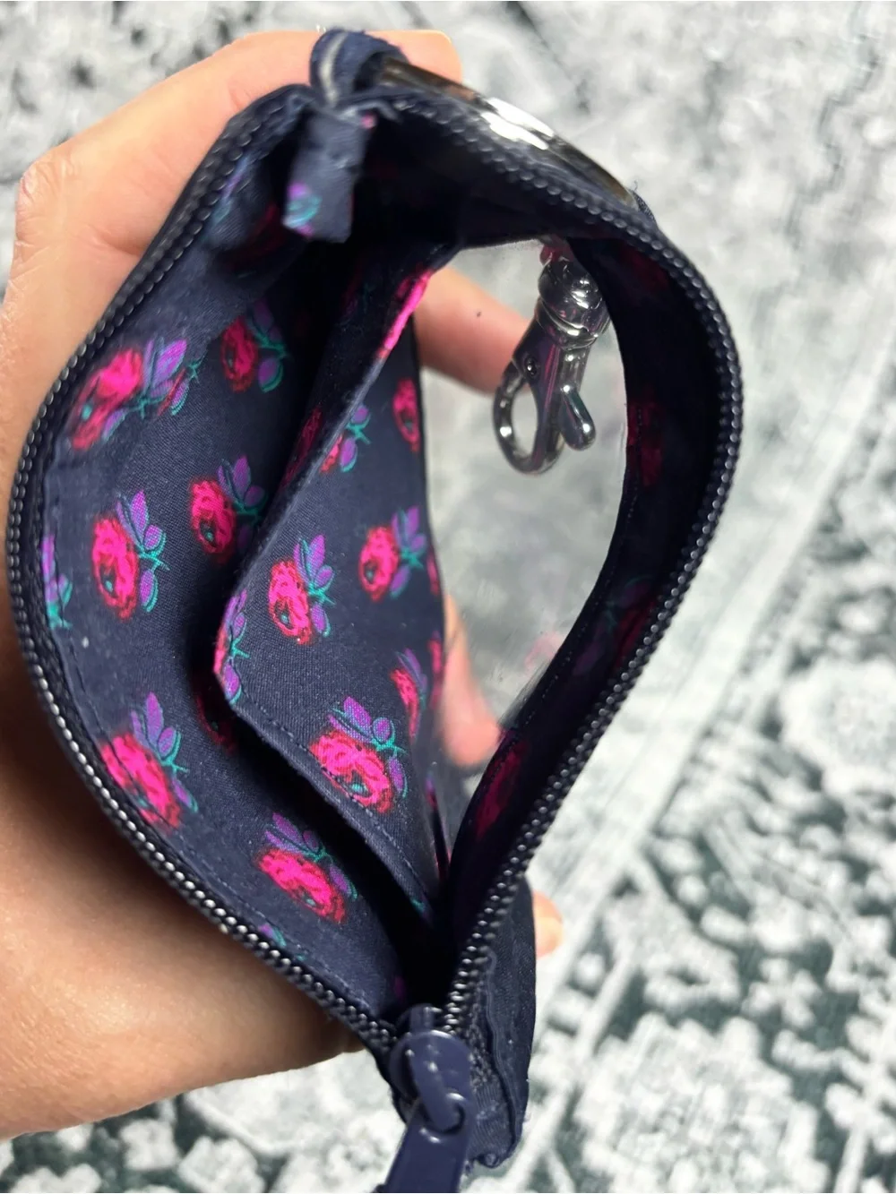 Vera Bradley ID Card(s) Holder, with Lanyard Navy Blue